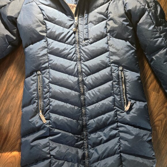 EDDIE BAUER Midi Length Navy Blue Down Filled Puffer Parka Coat NWOT/SIZE PS - Picture 11 of 11